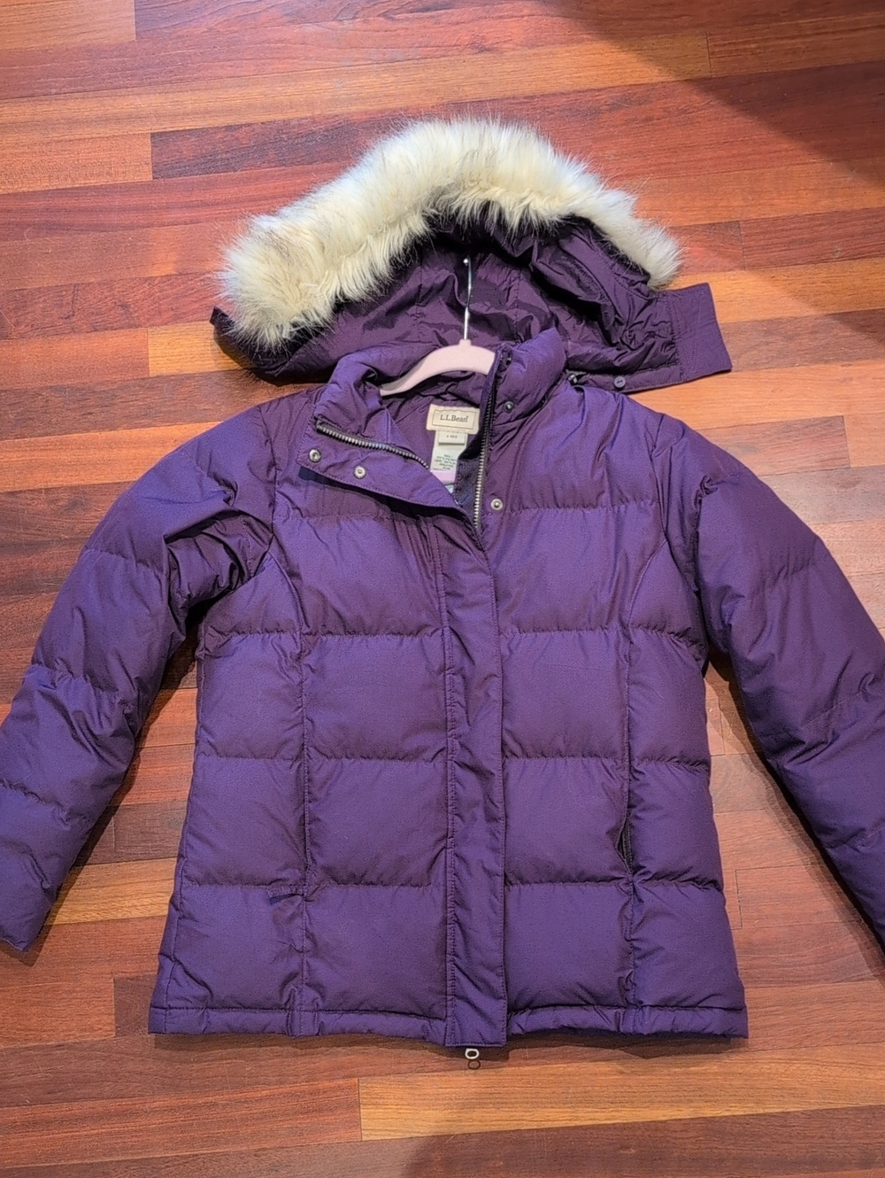L.L. Bean Deep Purple Puffer Jacket with Detablchable Hood